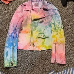 UNIF Vibrant Tie-Dye Leather Jacket